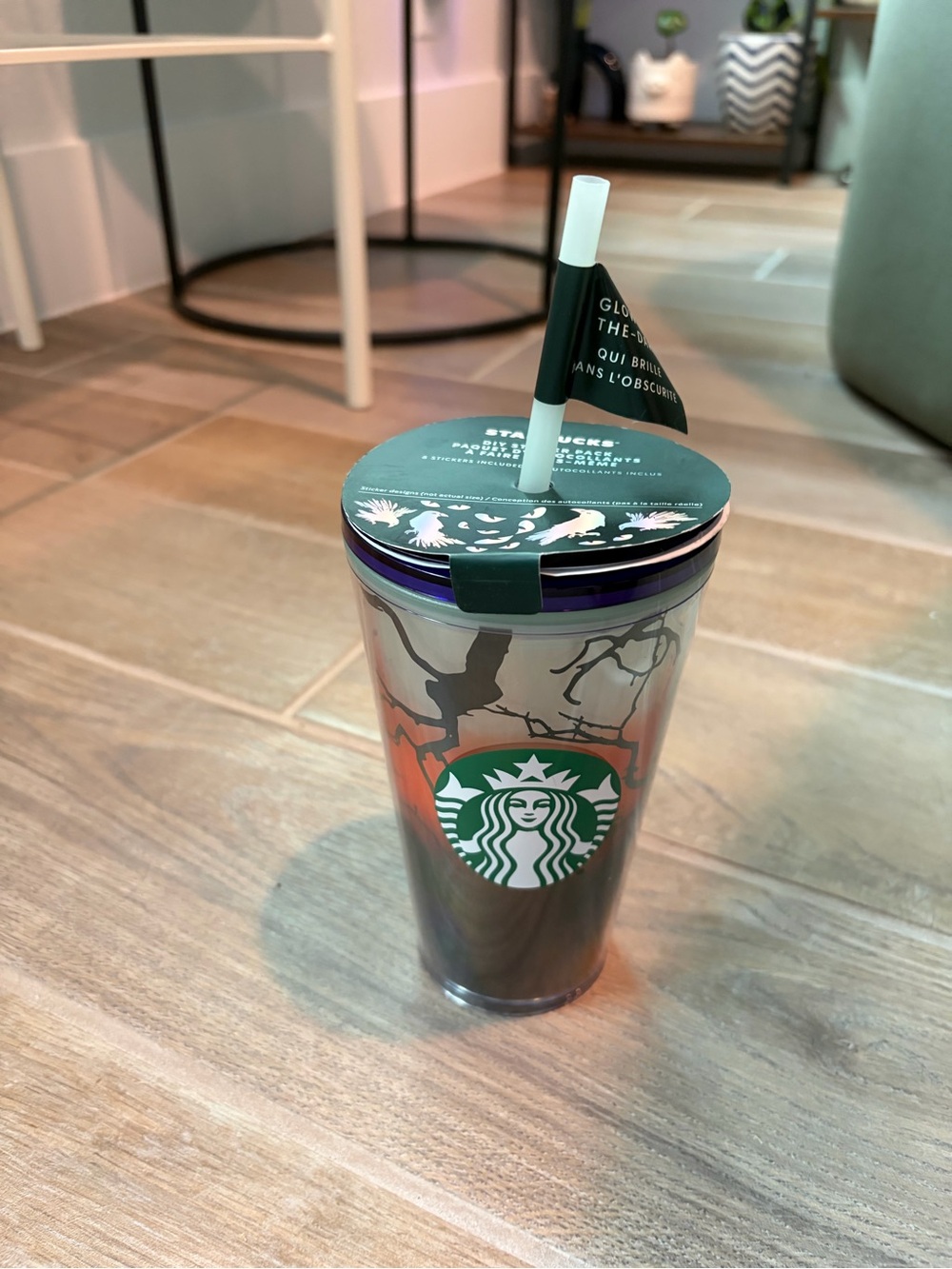 Starbucks 2022 Raven's Perch Glow in the Dark Cold Cup 16oz NWT + Stickers